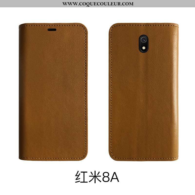 Coque Xiaomi Redmi 8a Cuir Étui Coque, Housse Xiaomi Redmi 8a Protection Marron