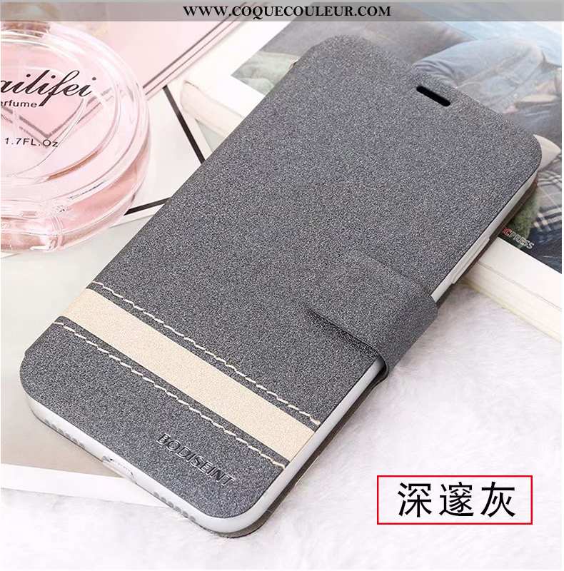 Étui Xiaomi Redmi 8a Cuir Protection Carte, Coque Xiaomi Redmi 8a Fluide Doux Silicone Gris