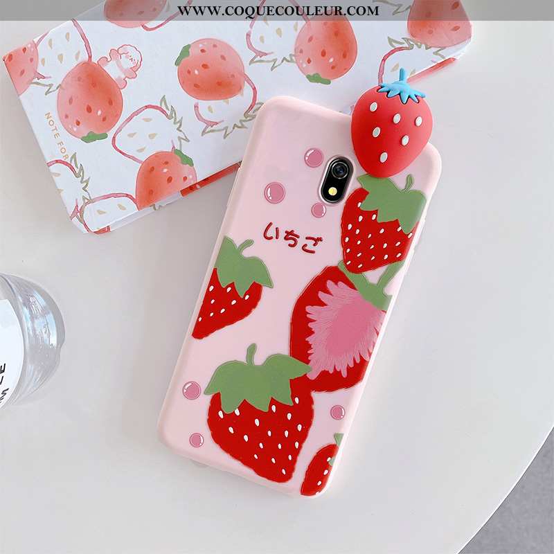 Étui Xiaomi Redmi 8a Créatif Fraise Personnalité, Coque Xiaomi Redmi 8a Charmant Rose