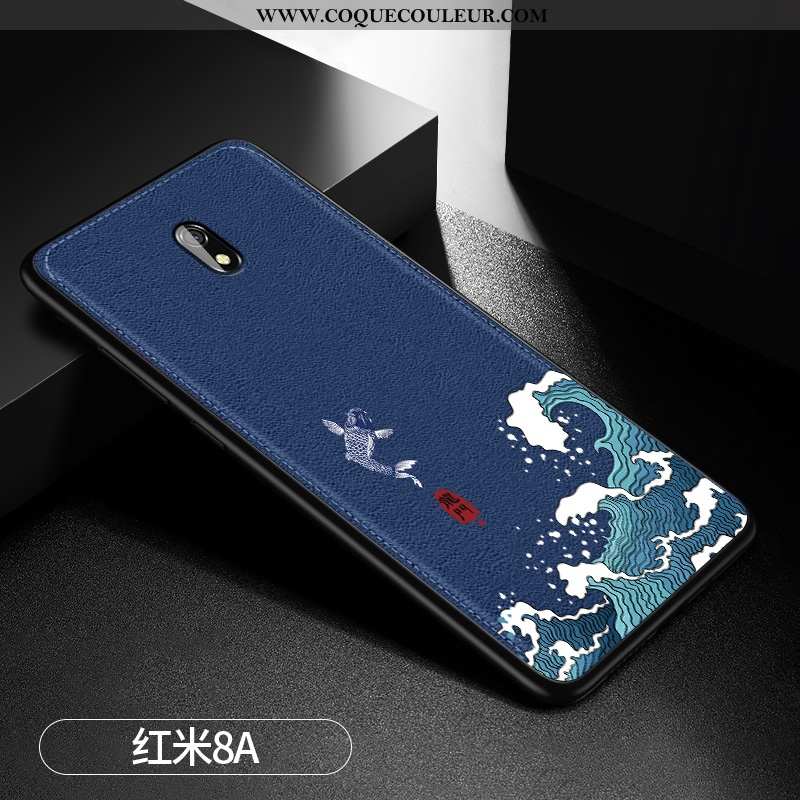 Coque Xiaomi Redmi 8a Fluide Doux Rouge Petit, Housse Xiaomi Redmi 8a Silicone Gaufrage Bleu Foncé