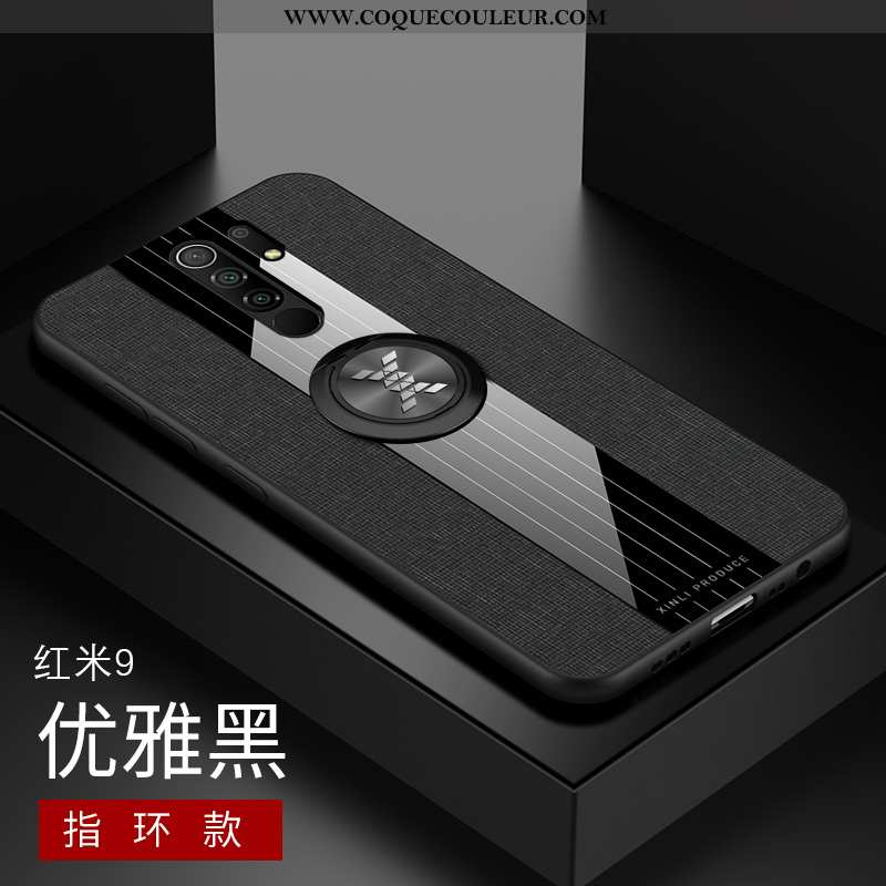 Étui Xiaomi Redmi 9 Protection Net Rouge, Coque Xiaomi Redmi 9 Délavé En Daim Gris