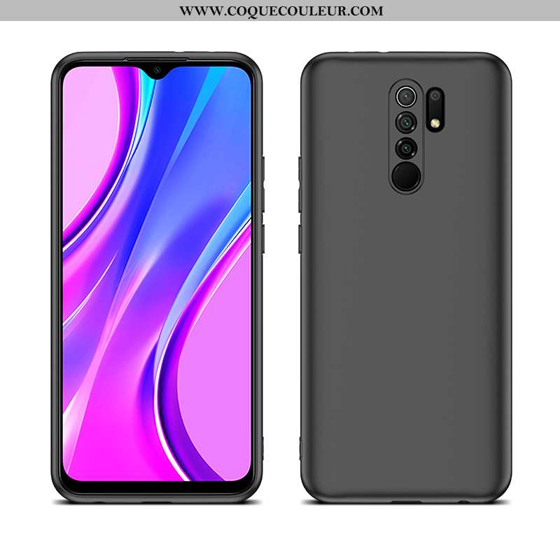 Housse Xiaomi Redmi 9 Fluide Doux Rouge Tout Compris, Étui Xiaomi Redmi 9 Silicone Incassable Noir