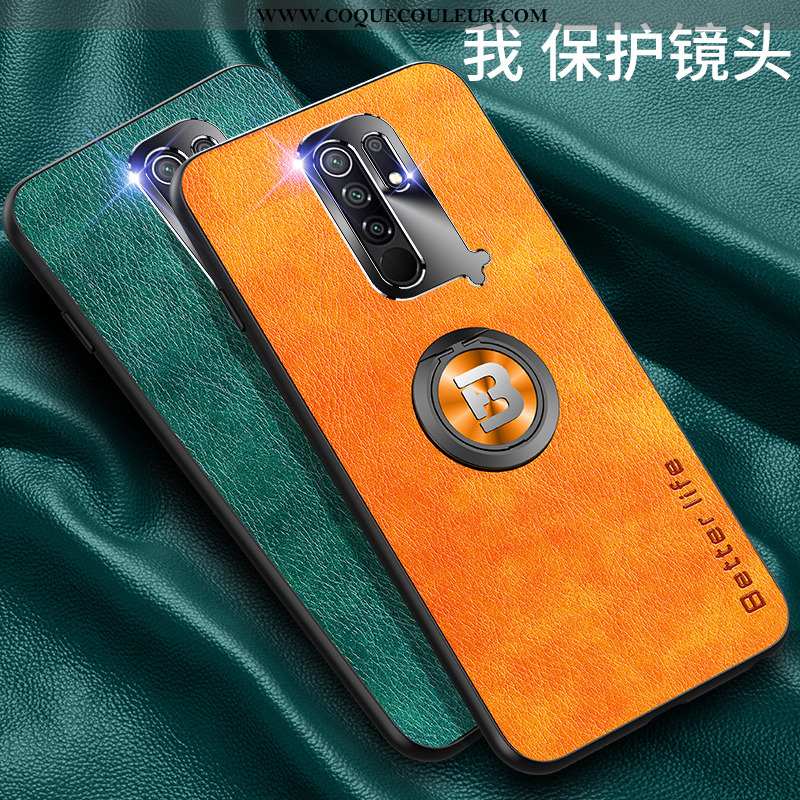 Étui Xiaomi Redmi 9 Tendance Petit Délavé En Daim, Coque Xiaomi Redmi 9 Légère Personnalité Orange