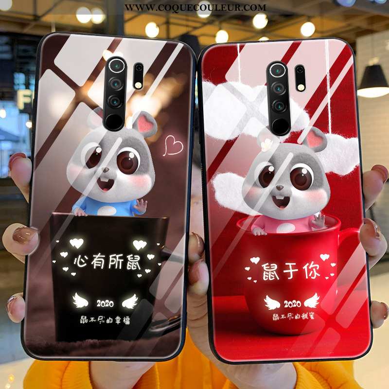 Housse Xiaomi Redmi 9 Dessin Animé Silicone Rouge, Étui Xiaomi Redmi 9 Charmant Nouveau Rouge