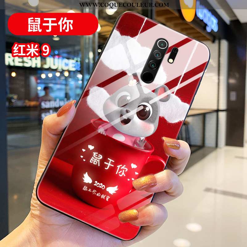 Housse Xiaomi Redmi 9 Dessin Animé Silicone Rouge, Étui Xiaomi Redmi 9 Charmant Nouveau Rouge