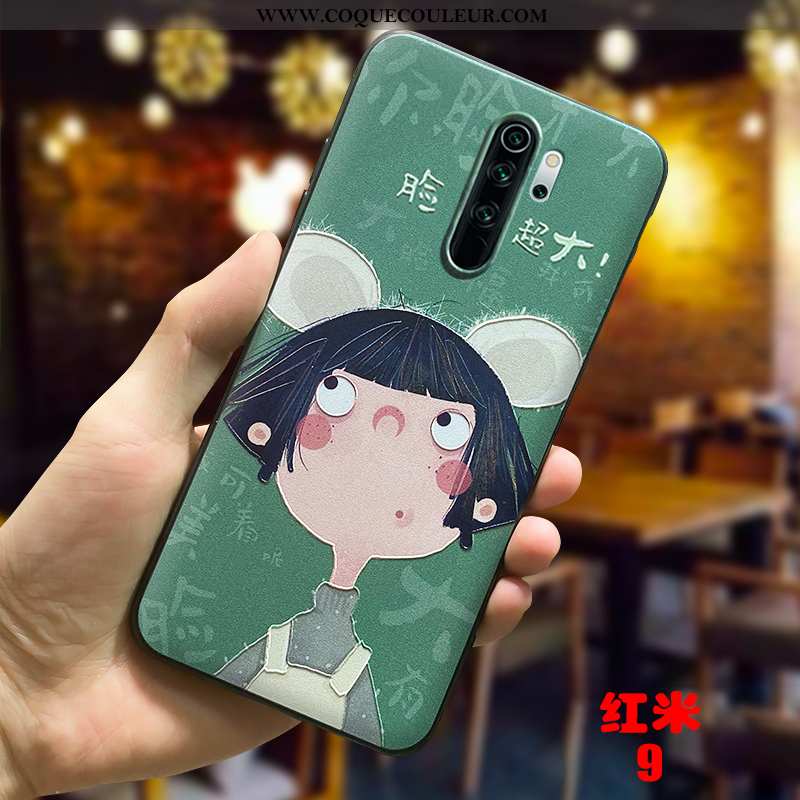 Coque Xiaomi Redmi 9 Légère Tendance Créatif, Housse Xiaomi Redmi 9 Fluide Doux Incassable Verte