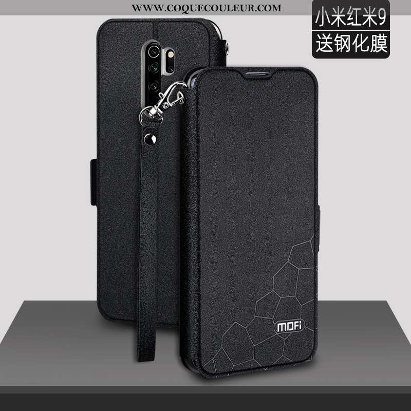 Coque Xiaomi Redmi 9 Fluide Doux Cuir Protection, Housse Xiaomi Redmi 9 Silicone Légère Noir