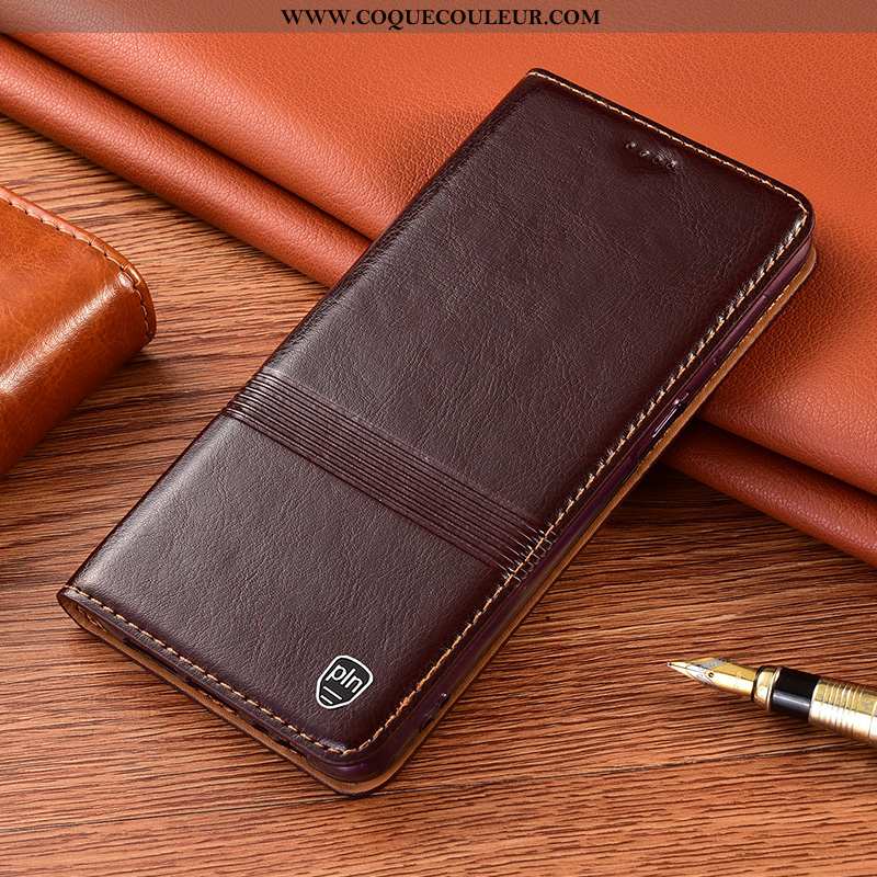 Coque Xiaomi Redmi 9a Protection Petit Incassable, Housse Xiaomi Redmi 9a Cuir Véritable Rouge