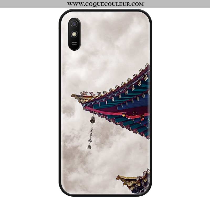 Housse Xiaomi Redmi 9a Mode Incassable Vintage, Étui Xiaomi Redmi 9a Protection Rouge Gris