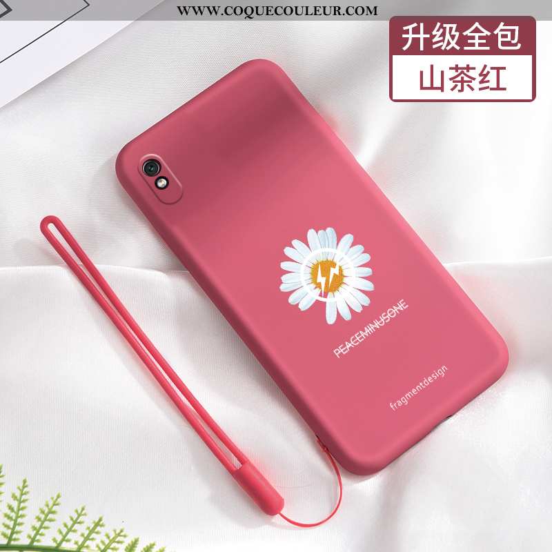 Coque Xiaomi Redmi 9a Délavé En Daim Rouge Tout Compris, Housse Xiaomi Redmi 9a Tendance Incassable