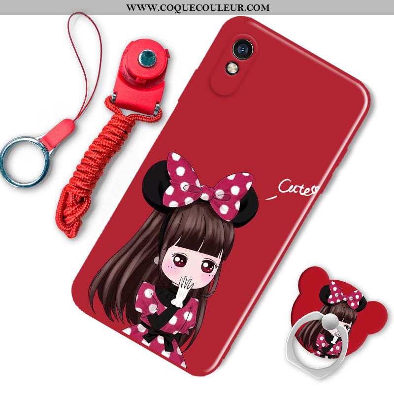 Coque Xiaomi Redmi 9a Silicone Rouge Charmant, Housse Xiaomi Redmi 9a Mode Dessin Animé Blanche