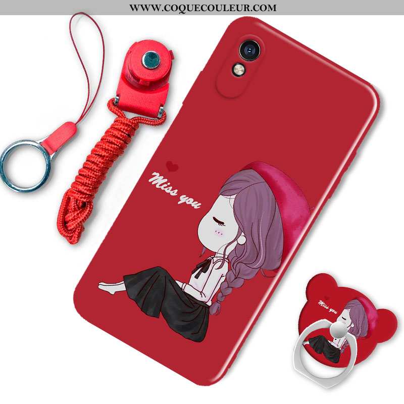 Coque Xiaomi Redmi 9a Silicone Rouge Charmant, Housse Xiaomi Redmi 9a Mode Dessin Animé Blanche