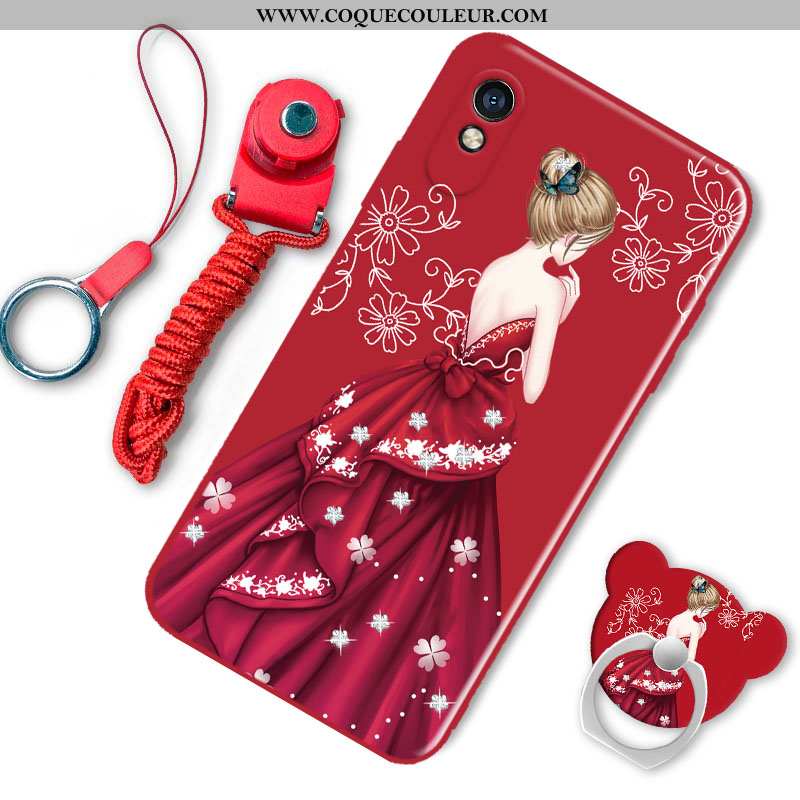 Coque Xiaomi Redmi 9a Silicone Rouge Charmant, Housse Xiaomi Redmi 9a Mode Dessin Animé Blanche