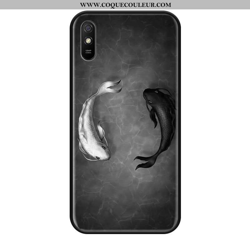 Housse Xiaomi Redmi 9a Vintage Coque Squid, Étui Xiaomi Redmi 9a Silicone Noir