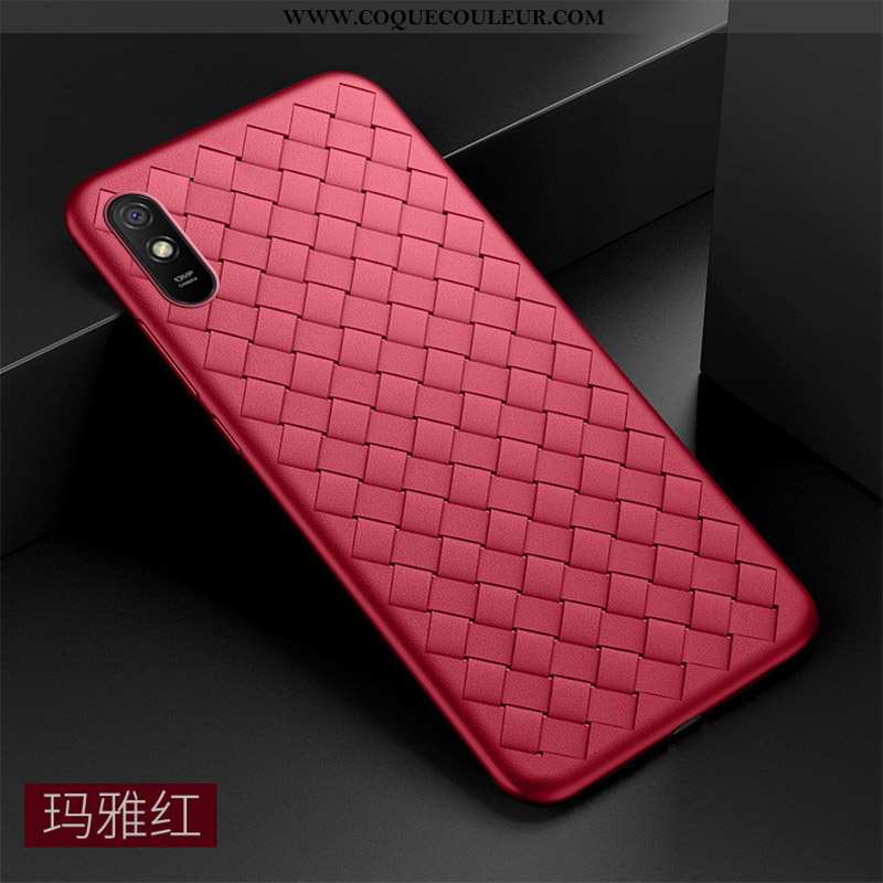 Coque Xiaomi Redmi 9a Silicone Tissage Téléphone Portable, Housse Xiaomi Redmi 9a Protection Net Rou