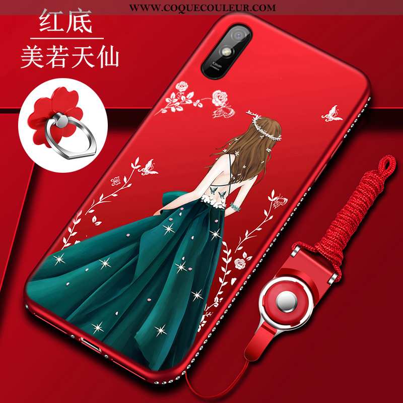 Housse Xiaomi Redmi 9a Fluide Doux Rouge Incassable, Étui Xiaomi Redmi 9a Silicone Coque