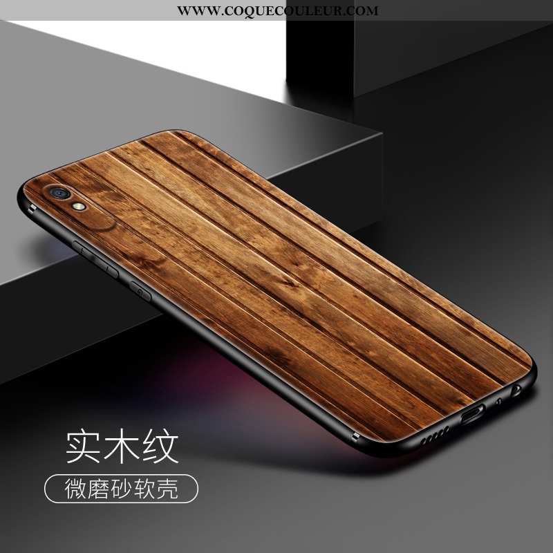 Étui Xiaomi Redmi 9a En Bois Petit Silicone, Coque Xiaomi Redmi 9a Tendance Tout Compris Marron