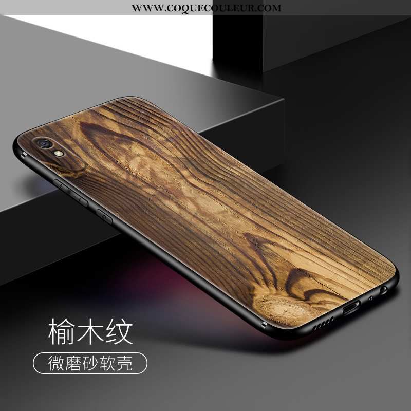 Étui Xiaomi Redmi 9a En Bois Petit Silicone, Coque Xiaomi Redmi 9a Tendance Tout Compris Marron