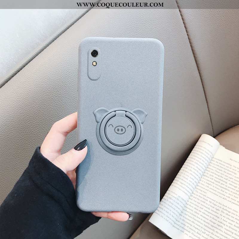 Housse Xiaomi Redmi 9a Délavé En Daim Protection Gris, Étui Xiaomi Redmi 9a Personnalité Gris