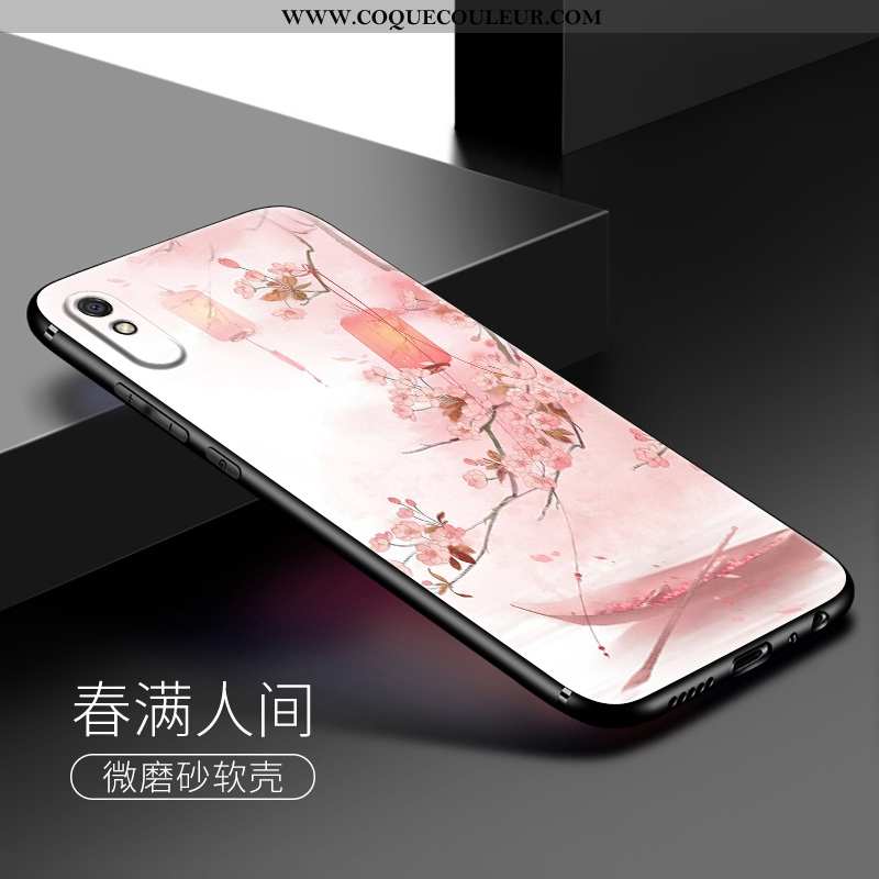 Coque Xiaomi Redmi 9a Délavé En Daim Silicone Art, Housse Xiaomi Redmi 9a Fluide Doux Rose