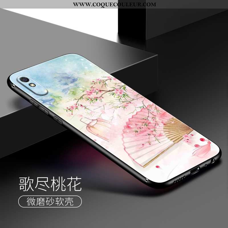 Coque Xiaomi Redmi 9a Délavé En Daim Silicone Art, Housse Xiaomi Redmi 9a Fluide Doux Rose