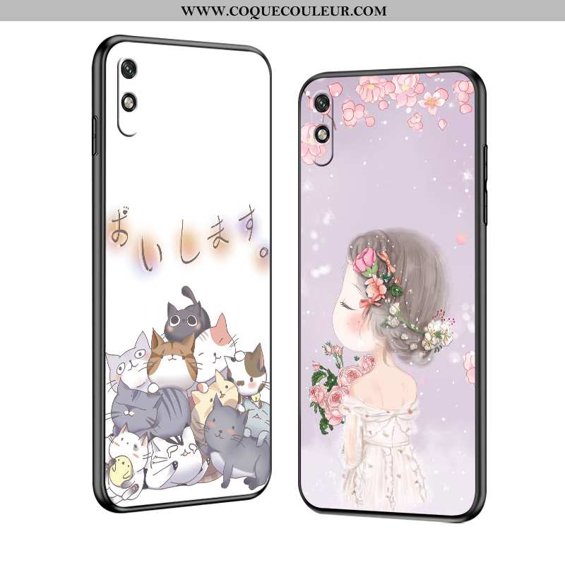 Étui Xiaomi Redmi 9a Charmant Blanc Rouge, Coque Xiaomi Redmi 9a Fluide Doux Dessin Animé Blanche