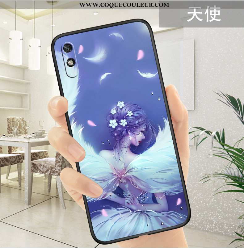 Étui Xiaomi Redmi 9a Charmant Blanc Rouge, Coque Xiaomi Redmi 9a Fluide Doux Dessin Animé Blanche