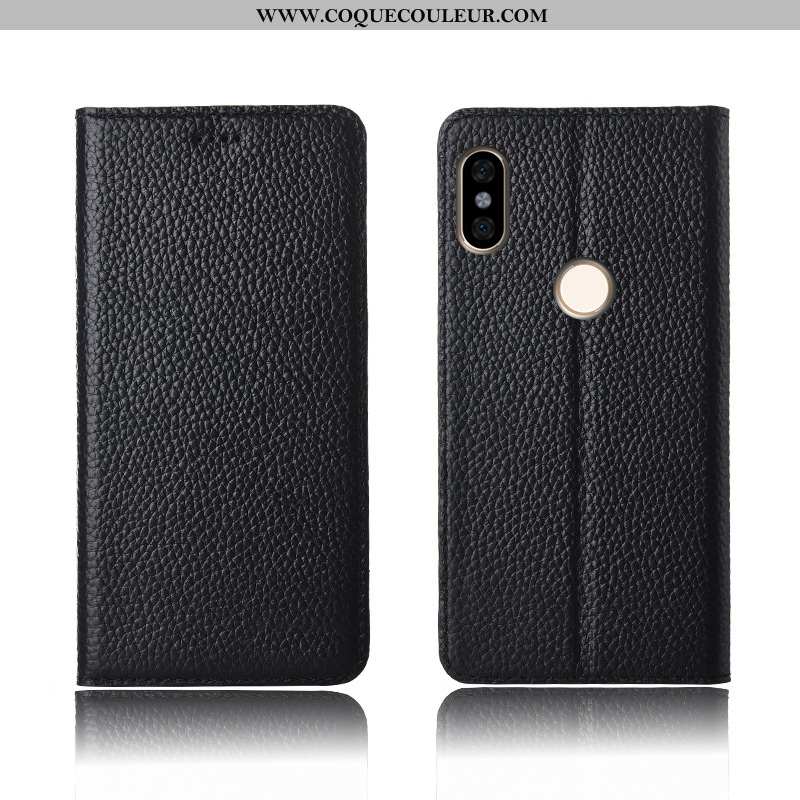 Étui Xiaomi Redmi Note 6 Pro Cuir Véritable Rouge Clamshell, Coque Xiaomi Redmi Note 6 Pro Cuir Nouv