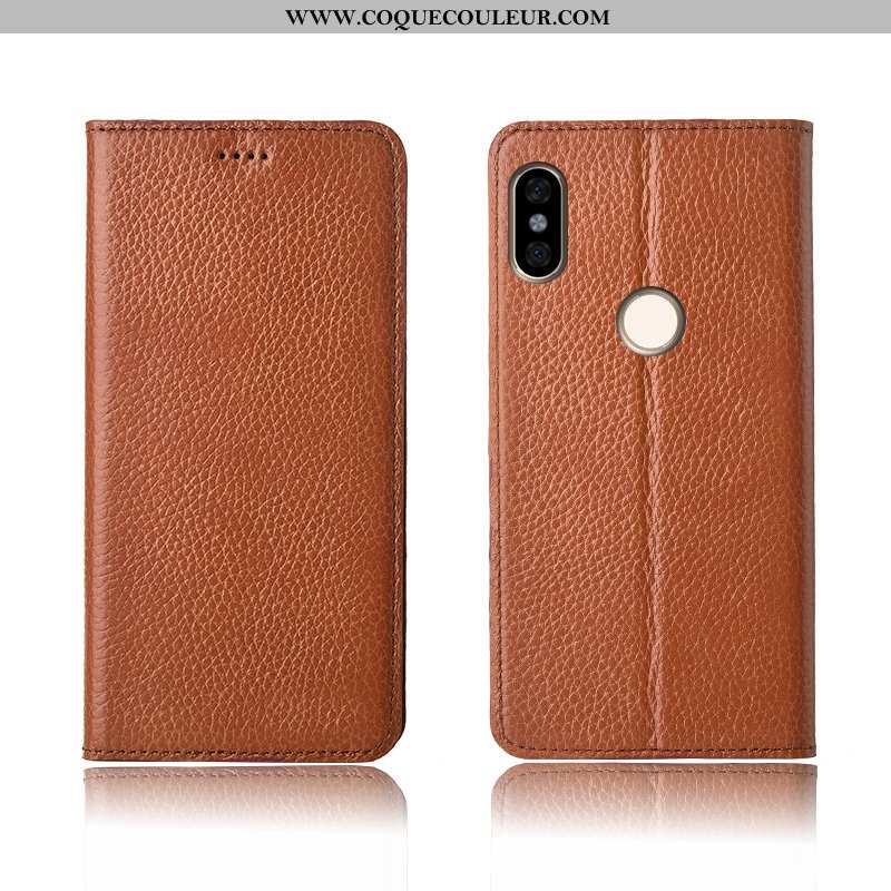 Étui Xiaomi Redmi Note 6 Pro Cuir Véritable Rouge Clamshell, Coque Xiaomi Redmi Note 6 Pro Cuir Nouv