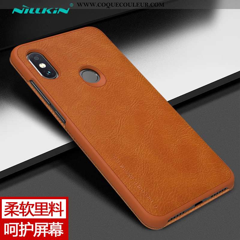 Coque Xiaomi Redmi Note 6 Pro Protection Rouge Carte, Housse Xiaomi Redmi Note 6 Pro Cuir Étui Marro