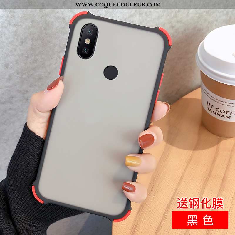 Étui Xiaomi Redmi Note 6 Pro Protection Noir Rouge, Coque Xiaomi Redmi Note 6 Pro Délavé En Daim Dif