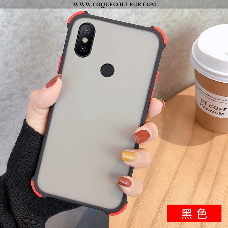 Étui Xiaomi Redmi Note 6 Pro Protection Noir Rouge, Coque Xiaomi Redmi Note 6 Pro Délavé En Daim Dif