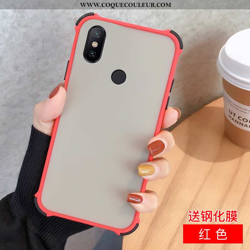 Étui Xiaomi Redmi Note 6 Pro Protection Noir Rouge, Coque Xiaomi Redmi Note 6 Pro Délavé En Daim Dif