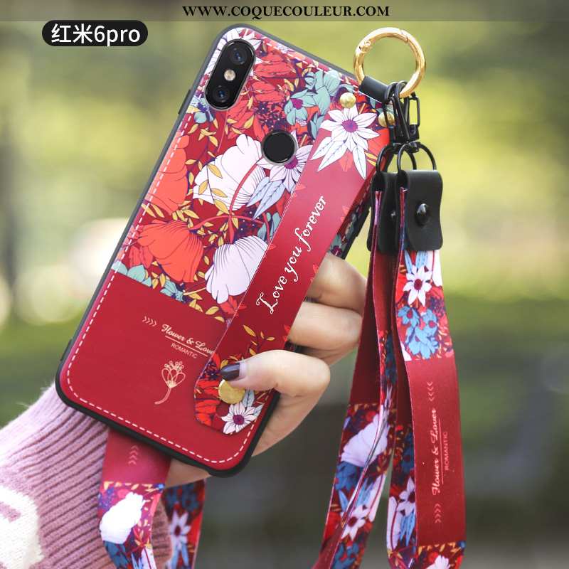 Housse Xiaomi Redmi Note 6 Pro Protection Rouge Coque, Étui Xiaomi Redmi Note 6 Pro Délavé En Daim B