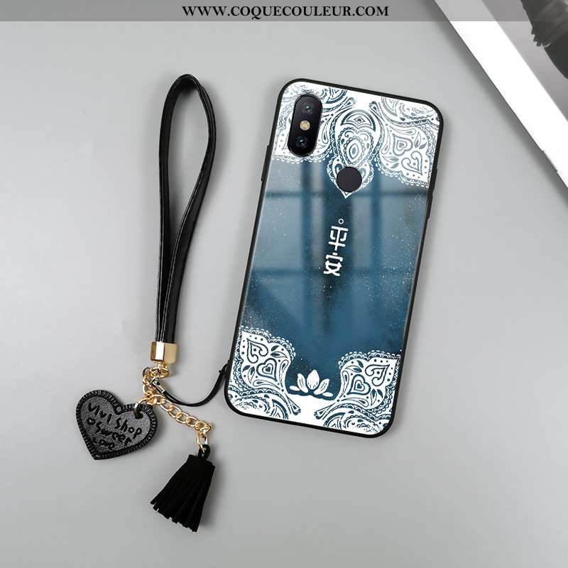 Coque Xiaomi Redmi Note 6 Pro Verre Fluide Doux Bleu, Housse Xiaomi Redmi Note 6 Pro Tendance Téléph