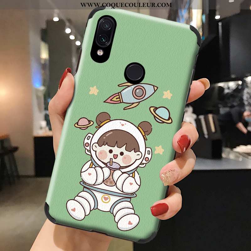 Étui Xiaomi Redmi Note 7 Silicone Soie Mulberry Chat, Coque Xiaomi Redmi Note 7 Protection Cuir Vert