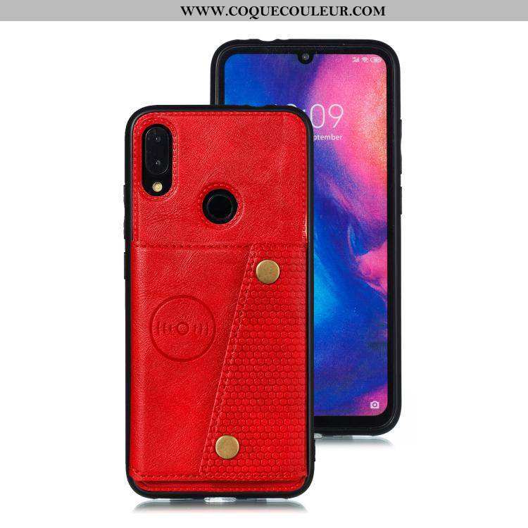 Coque Xiaomi Redmi Note 7 En Silicone Carte Coque, Housse Xiaomi Redmi Note 7 Protection Rouge Noir