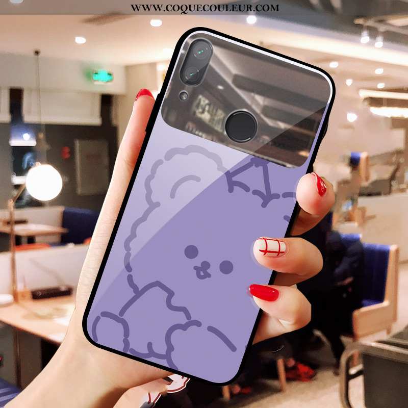 Housse Xiaomi Redmi Note 7 Verre Rouge Cœur, Étui Xiaomi Redmi Note 7 Dessin Animé Noir