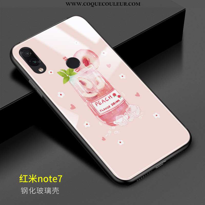 Étui Xiaomi Redmi Note 7 Verre Rouge Petit, Coque Xiaomi Redmi Note 7 Personnalité Fruit Rose