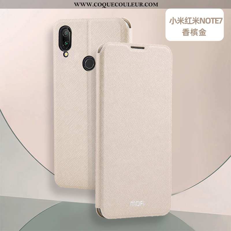 Étui Xiaomi Redmi Note 7 Cuir Téléphone Portable Clamshell, Coque Xiaomi Redmi Note 7 Silicone Rose