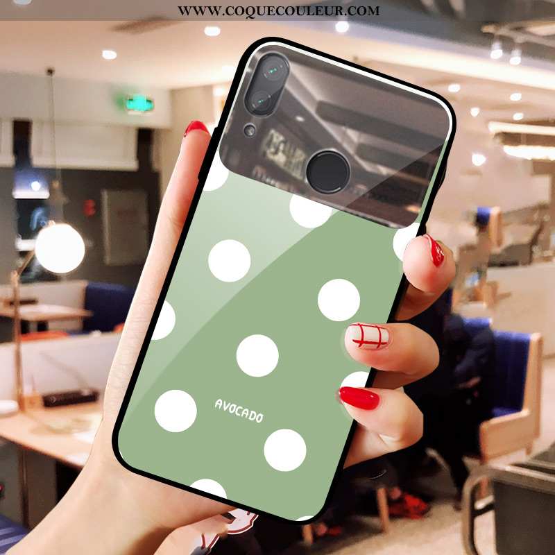 Étui Xiaomi Redmi Note 7 Verre Petit Téléphone Portable, Coque Xiaomi Redmi Note 7 Miroir Frais Vert