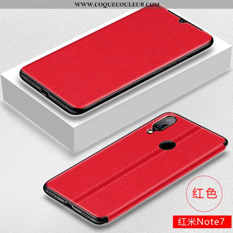 Housse Xiaomi Redmi Note 7 Tendance Rouge Téléphone Portable, Étui Xiaomi Redmi Note 7 Cuir