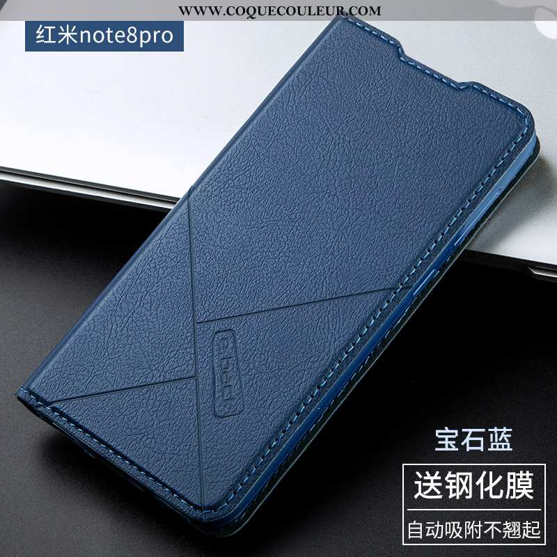 Housse Xiaomi Redmi Note 8 Pro Cuir Simple, Étui Xiaomi Redmi Note 8 Pro Fluide Doux Protection Rose