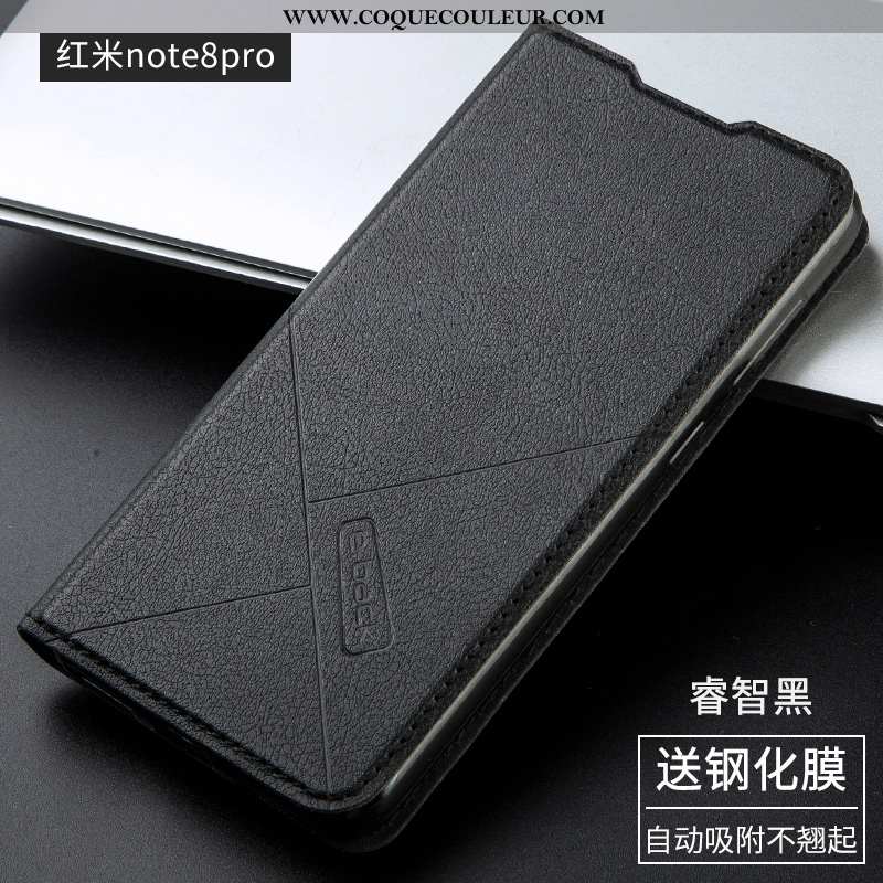 Housse Xiaomi Redmi Note 8 Pro Cuir Simple, Étui Xiaomi Redmi Note 8 Pro Fluide Doux Protection Rose