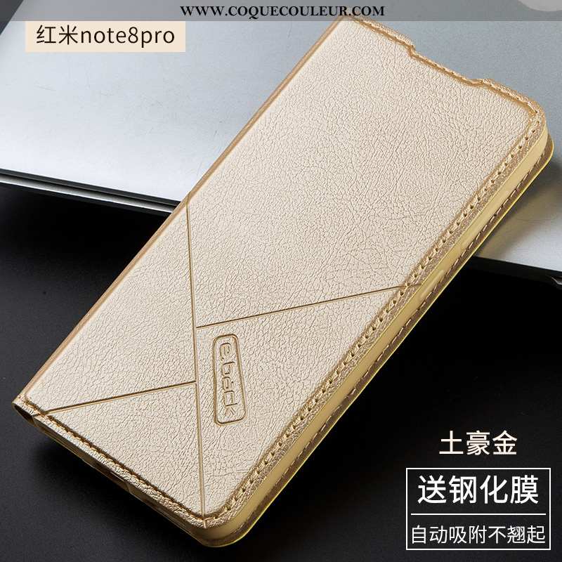 Housse Xiaomi Redmi Note 8 Pro Cuir Simple, Étui Xiaomi Redmi Note 8 Pro Fluide Doux Protection Rose