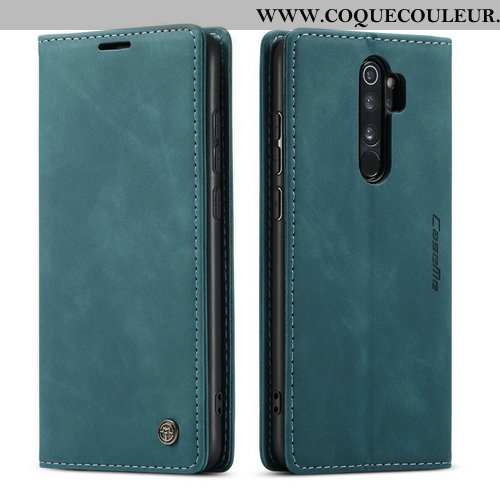 Housse Xiaomi Redmi Note 8 Pro Cuir Coque Clamshell, Étui Xiaomi Redmi Note 8 Pro Fluide Doux Bleu