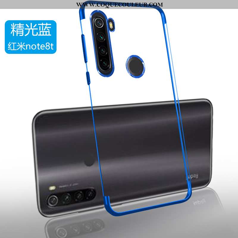Étui Xiaomi Redmi Note 8t Légère Incassable Bleu, Coque Xiaomi Redmi Note 8t Fluide Doux Simple Bleu