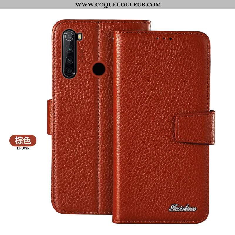 Housse Xiaomi Redmi Note 8t Cuir Véritable Téléphone Portable Carte, Étui Xiaomi Redmi Note 8t Prote