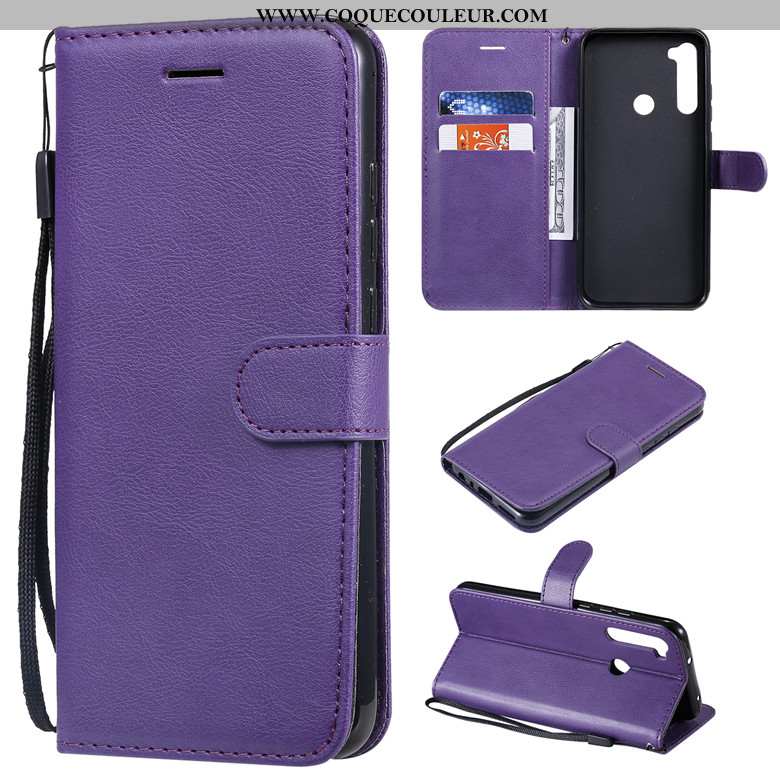 Coque Xiaomi Redmi Note 8t Cuir Téléphone Portable Couleur Unie, Housse Xiaomi Redmi Note 8t Protect