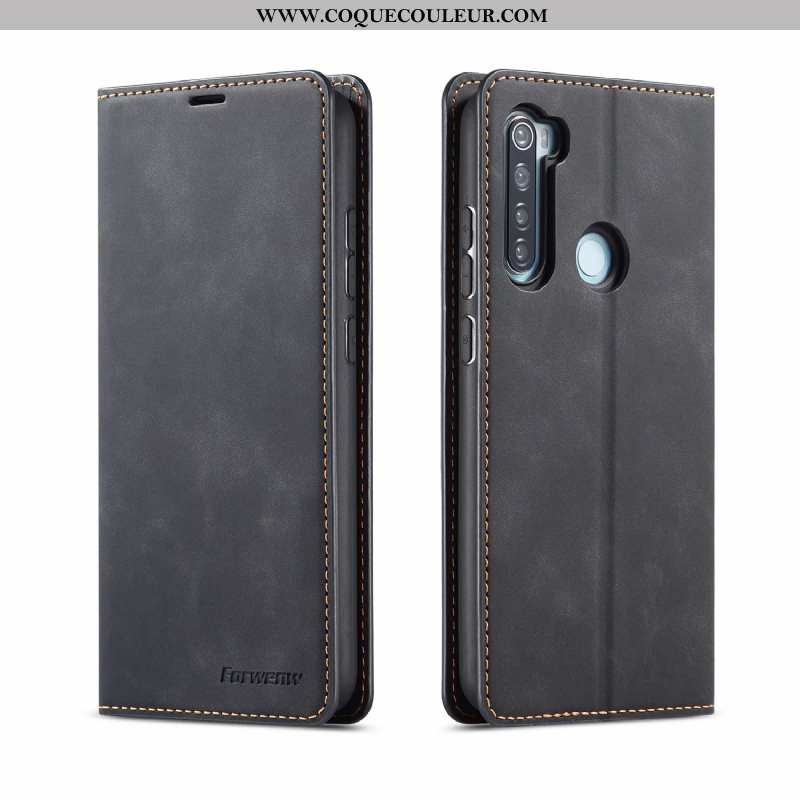 Coque Xiaomi Redmi Note 8t Fluide Doux Étui Rouge, Housse Xiaomi Redmi Note 8t Portefeuille Noir